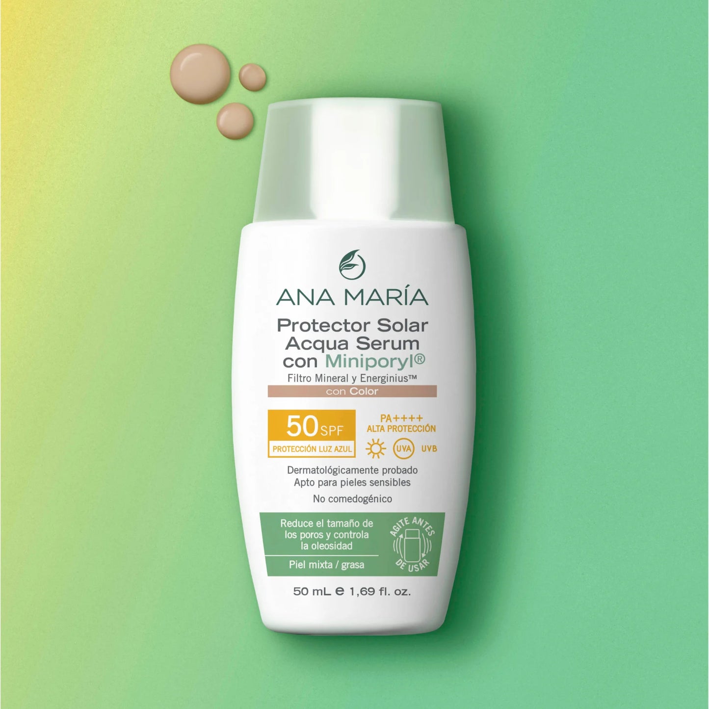 Protector Solar Acqua Sérum con Miniporyl con Color