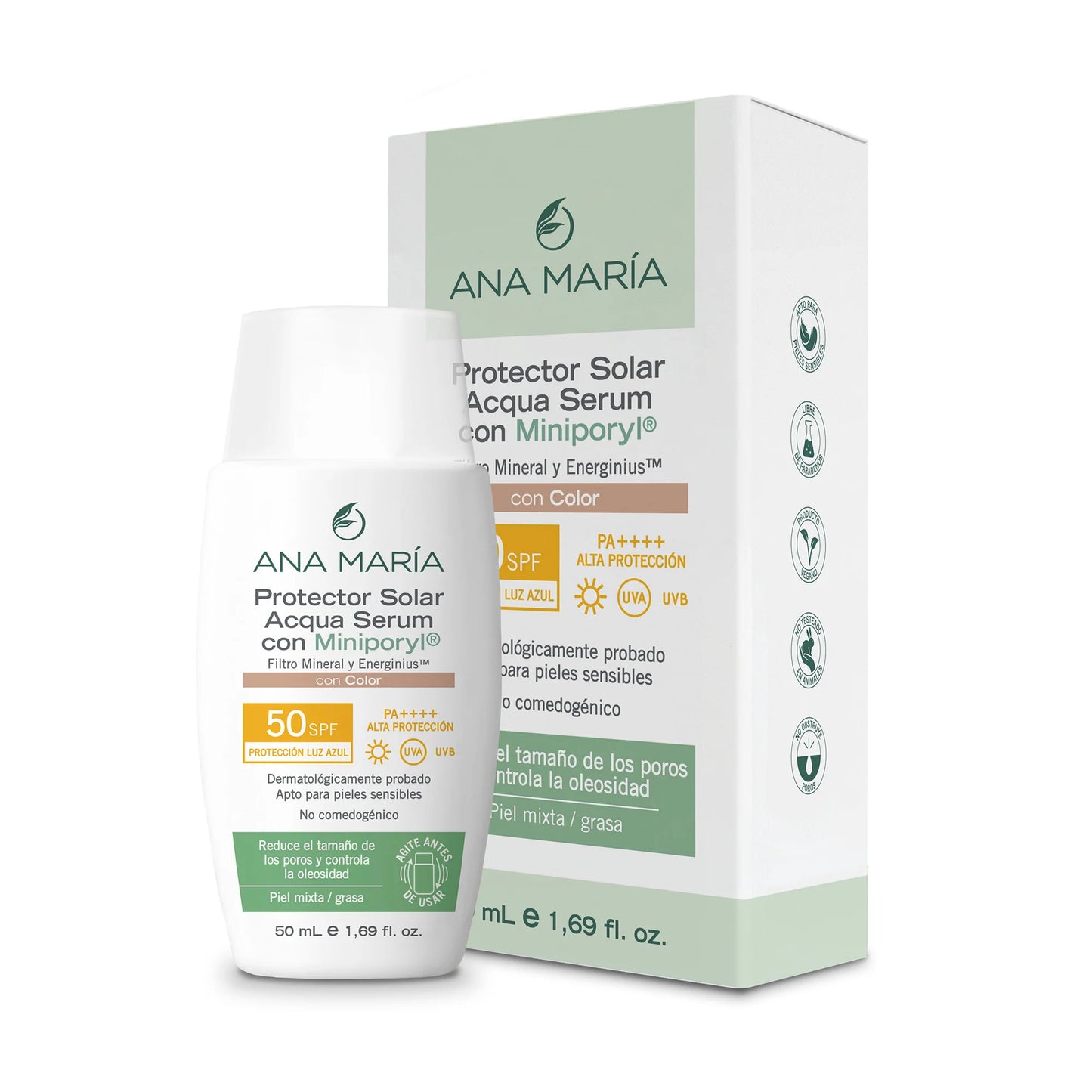 Protector Solar Acqua Sérum con Miniporyl con Color
